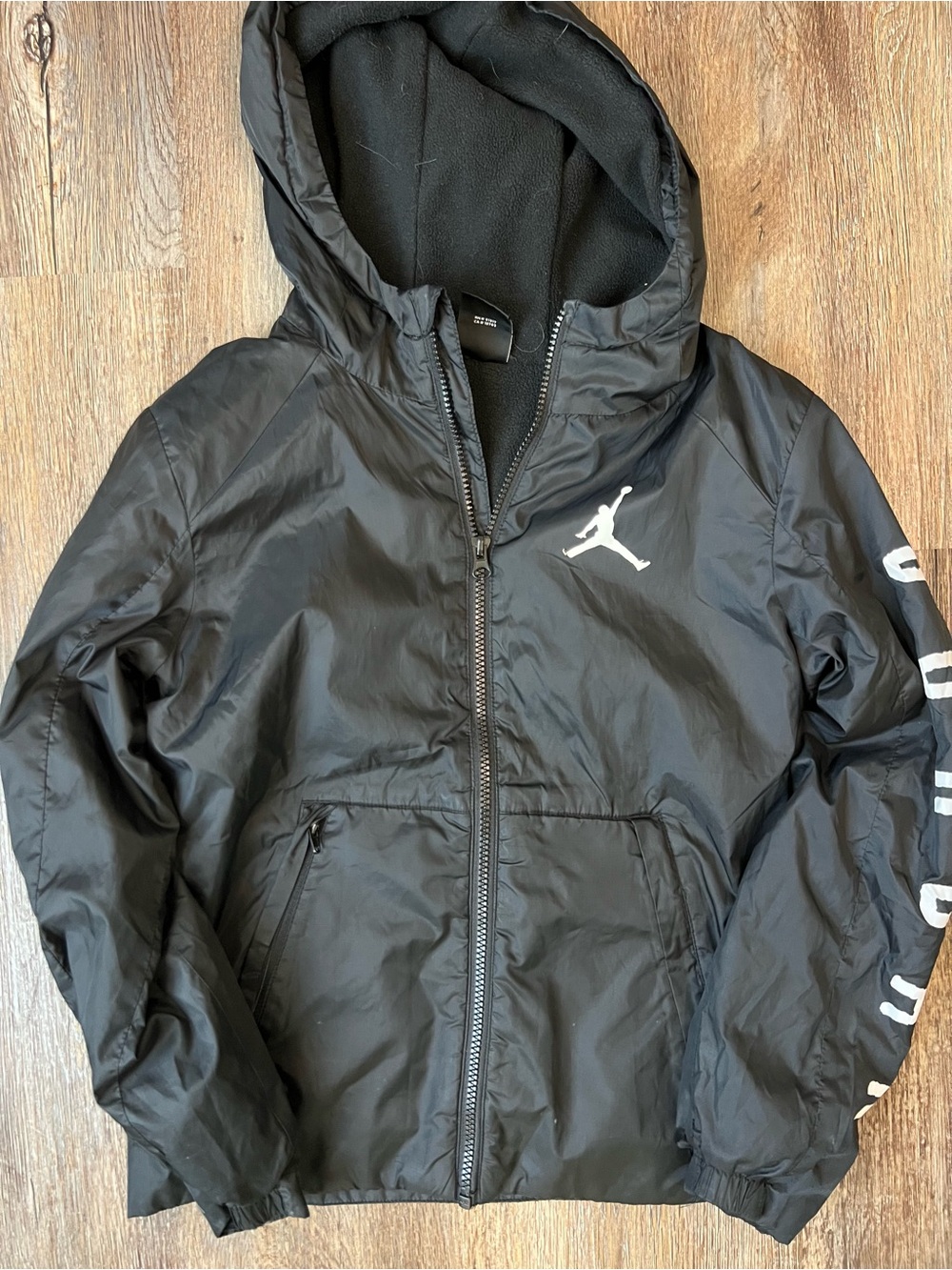 Jordan Black Hooded Kids Rain Jacket with White Jumpman